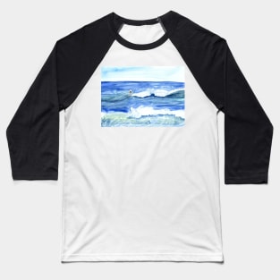 "Surfing" Watercolor on Yupo Paper Baseball T-Shirt